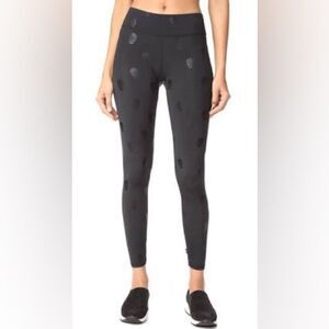 NWT Terez Girls Black Foil Skull Leggings size Large